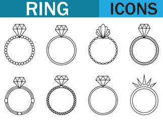 Hand-drawn Sketches of Diamond Engagement Rings - Various Ring Designs and Styles