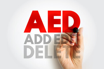 AED - Add, Edit and Delete acronym, business concept background
