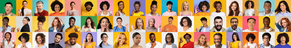 Aufkleber a vibrant collection of faces showcases individuals from various backgrounds smiling and engaging.