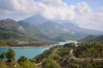 Lake in the mountains during sunny day