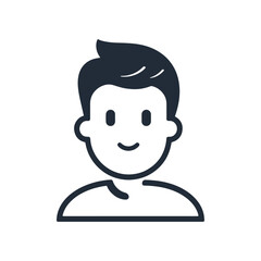 Flat avatar of a smiling young boy with short hair, ideal for profiles, children’s content, or social platforms icon