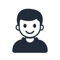 Cheerful boy avatar with rounded features and soft smile, ideal for youth content, apps, or profile icons