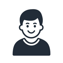 Smiling young boy avatar with clean hairstyle and rounded face, perfect for user profiles and youth-themed designs icon