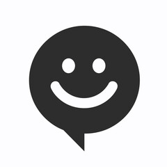 Smiley face inside a chat bubble, symbolizing positive feedback, happy communication, satisfaction, customer review, friendly service, and social interaction