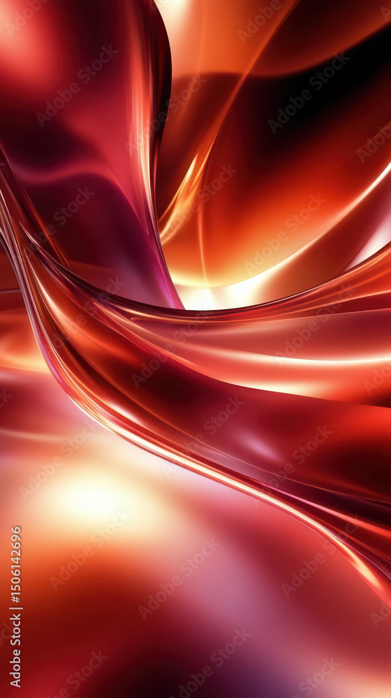 Poster abstract flow of fiery hues: a dynamic display of crimson and fiery orange gradients and textures th