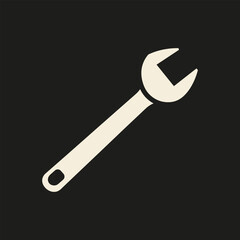 Flat beige wrench on a dark background, perfect for representing tools, repair, maintenance, construction, service, settings, mechanic, or engineering