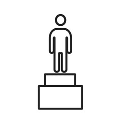 Obraz premium Outline icon of a person standing on a three-tiered podium, indicating first, second, and third place, leadership, competition, ranking, achievement, and success