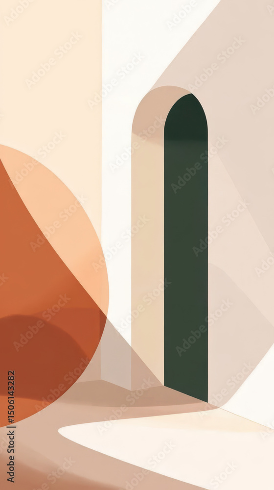 Poster geometric architectural abstraction: an artistic, minimalist composition showcasing clean lines and 
