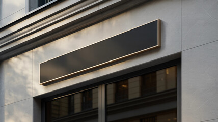 Obraz premium Black sign with a white border is on a building