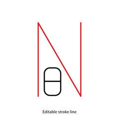 No pills symbol or icon. Vector stock illustration isolated on white background for design template medical, pharmacy, hospital, healthy bio shop concept web and print material. Editable stroke line