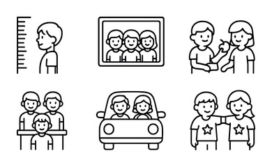 Family and kids outline icons set &ndash; linear, child, parenting symbols