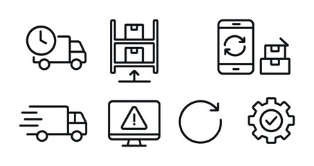 Logistics and shipping outline icons set &ndash; line, delivery, supply chain graphics