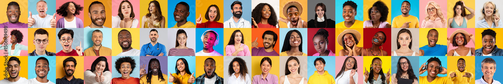 Poster this collage showcases a vibrant group of multiracial individuals smiling and expressing joy.
