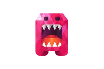 Fototapeta premium Low Poly Geometric Monster Design with Open Mouth and Sharp Teeth