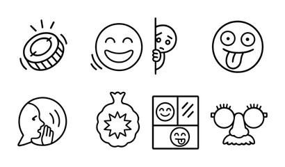 Emoji and expression outline icons set – smileys, mood symbols, and emotive faces
