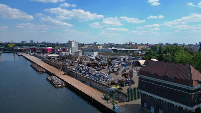 12.5.25 Berlin D2, Scrap metal recycling waste Gorgeous aerial view flight drone