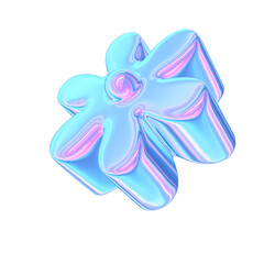 3d render of chrome shape y2k inspired flower icon