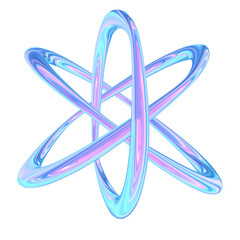 3d render of chrome shape y2k inspired Atom
