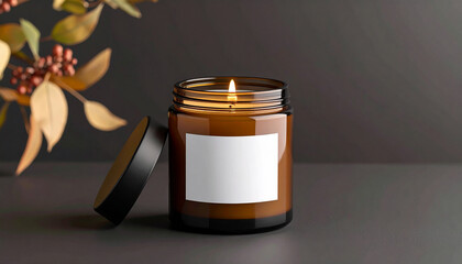 Luxury candle jar mockup with customizable label