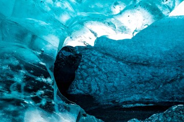 Abstract background of textured blue ice