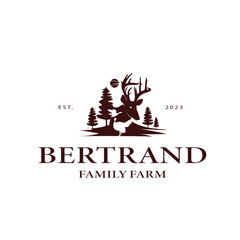 Bertrand Family Farm Splits antler logo-Deer Turkey Waterfowl-vintage