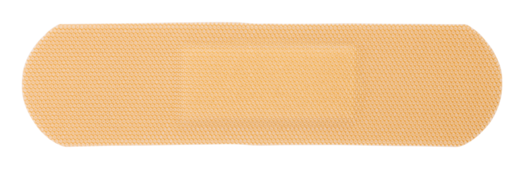 Beige thin breathable medical adhesive plaster isolated top view