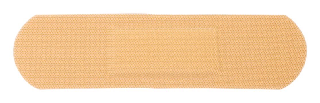 Beige thin breathable medical adhesive plaster isolated top view