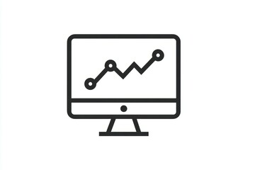Line graph on computer monitor icon symbolizing data analysis and growth trends