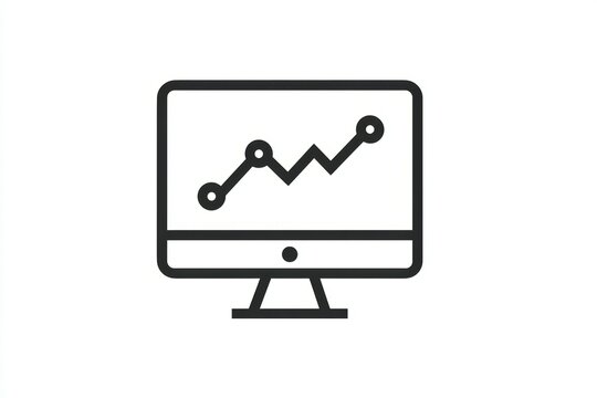 Line graph on computer monitor icon symbolizing data analysis and growth trends - Powered by Adobe