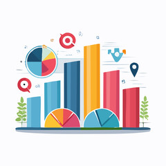 Flat Business Infographic Elements – Charts, Diagrams, Timelines