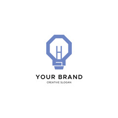 Fototapeta premium Minimalist Bulb logo with letter H for tech or energy brand