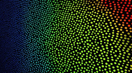 Colorful dots create an abstract visual with gradients shifting from blue to green, yellow, and red, offering a vibrant, dynamic appearance.