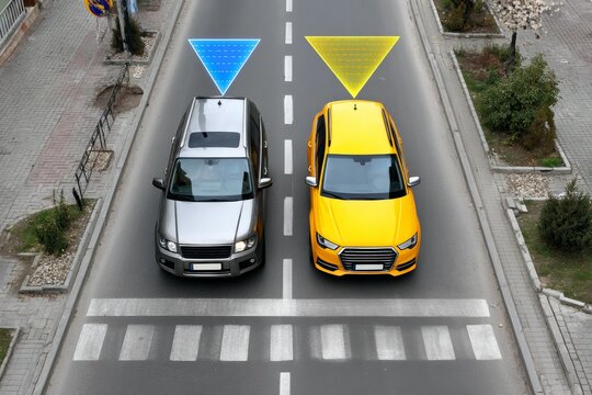 Autonomous cars on road with ai technology for collision avoidance