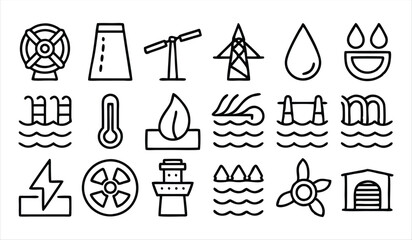 Fototapeta premium set of outline icons related to masonry linear