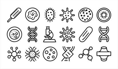 Fototapeta premium set of outline icons related to microbiology l