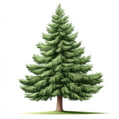 Lush Evergreen Pine Tree Isolated on White Background for Design Use