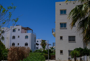 Fototapeta premium Cyprus White Coastal Villas in Holiday Complex