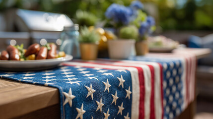 Fourth of July Picnic Celebration with American Flag Decor