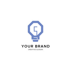 Minimalist Bulb logo with letter S for tech or energy brand
