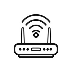wireless router icon line art on white background