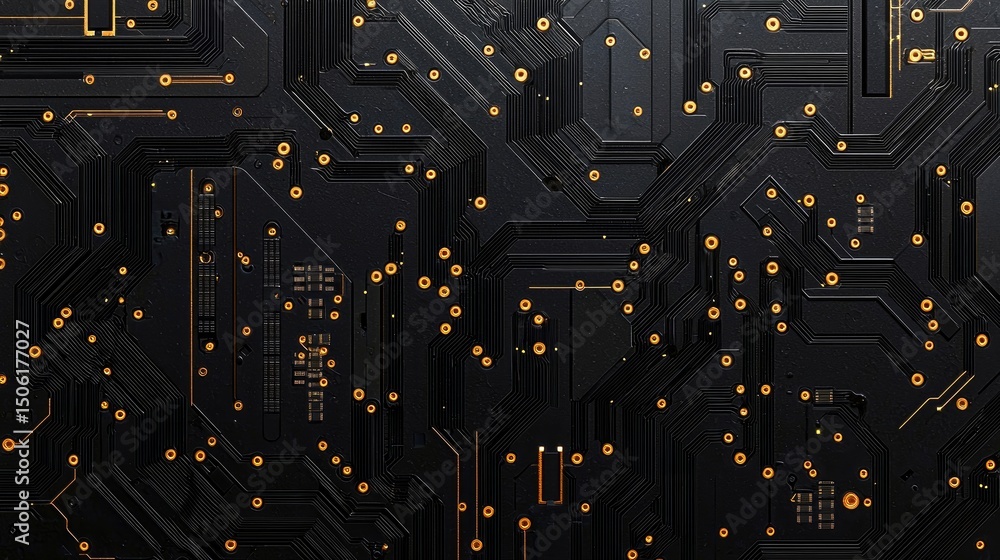 Poster close-up view of intricate circuit board patterns.