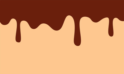 Vector flowing chocolate isolated. Seamless dripping melted dark chocolate. 