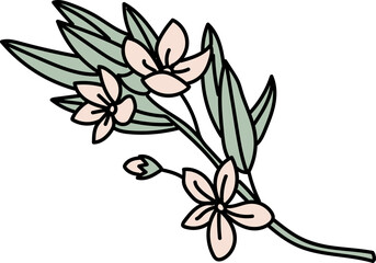 Floral Branch with Leaves