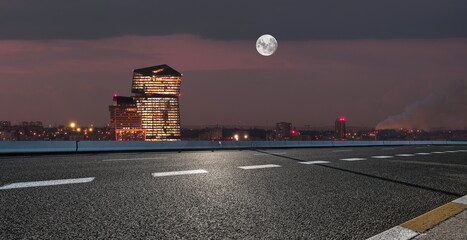 outdoor road skyline city building landscape sky night moon cityscape street travel