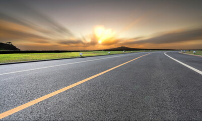 Fototapeta premium Road sunset cloud park landscape mountain nature outdoor travel 