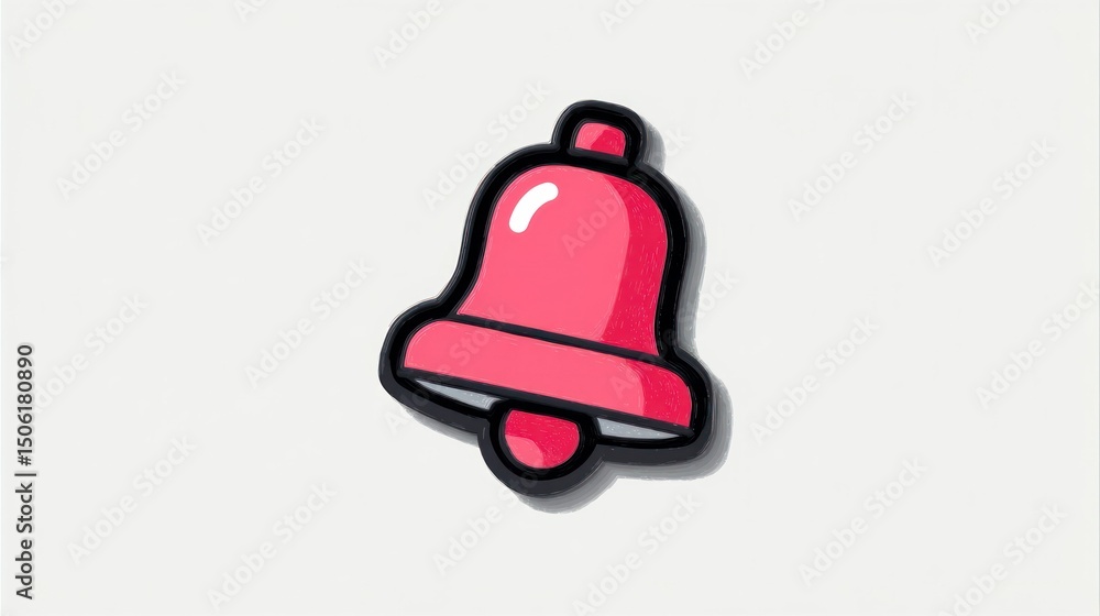 Poster a vibrant red bell icon with a glossy finish ideal for notifications and alerts in digital int