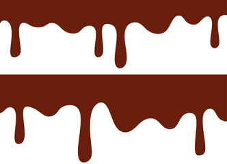 Melted chocolate seamless. Flowing liquid isolated on white background.