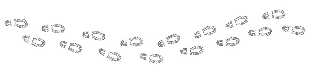 Footprint. Shoe steps. Footprints shoe sole tracking path. Vector illustration