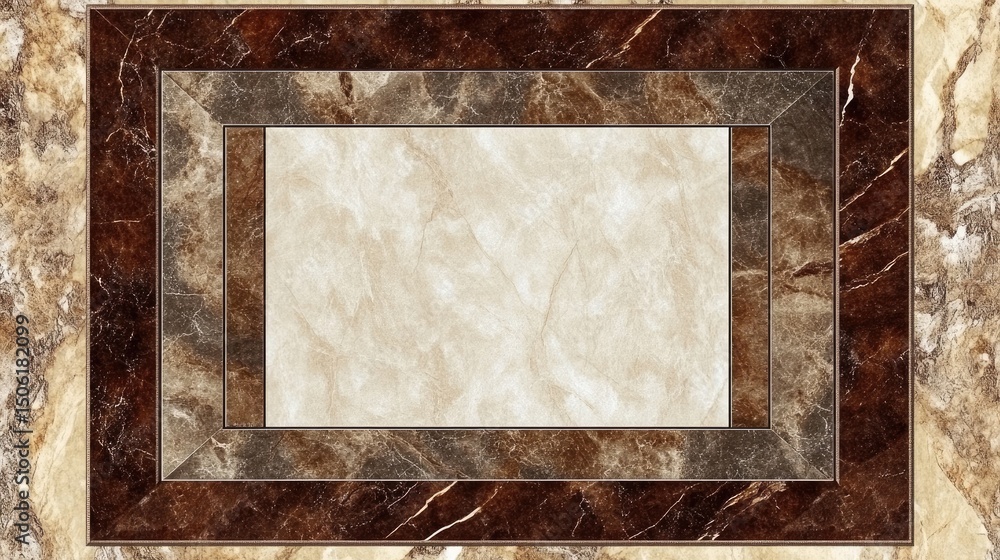 Poster multi-layered framed design with muted color tones.