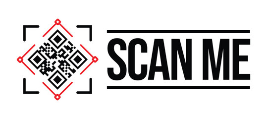 Central QR code framed by square brackets, bold 'SCAN ME' text on a clean, minimalist background. Emphasizes scannability with a functional, no-nonsense design. Ideal for tech, marketing.